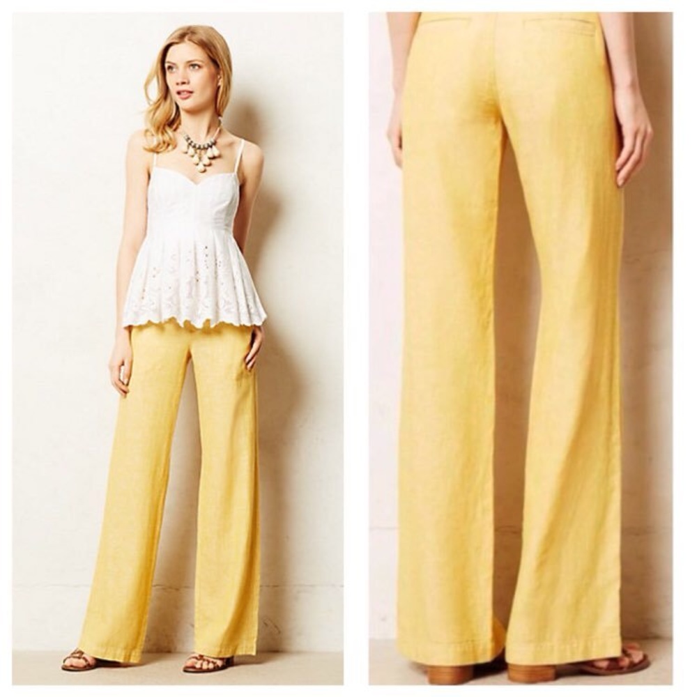 Anthropologie Pilcro Wide Leg Linen Pant